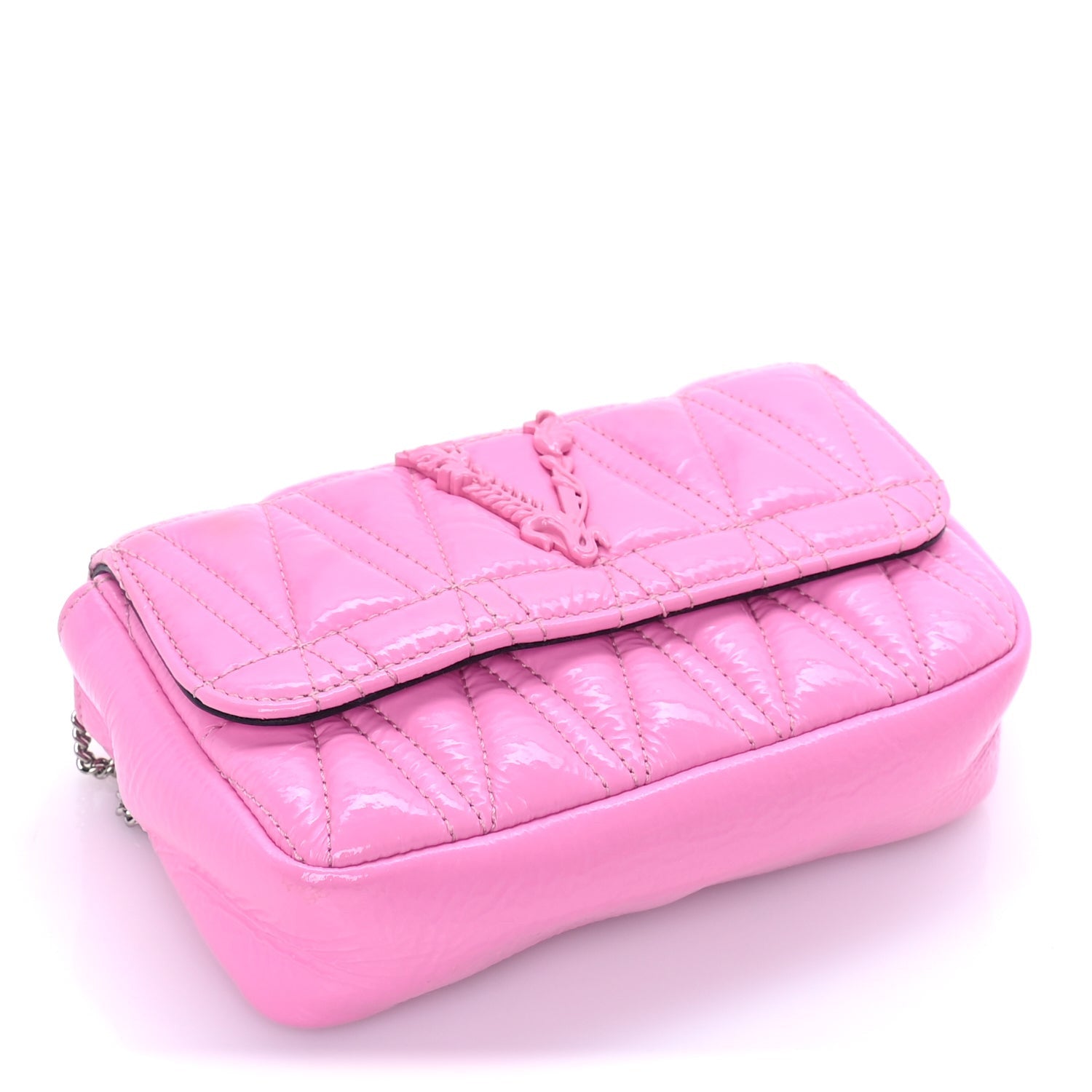 Versace Patent Quilted Virtus Tonal Evening Bag  Pink 3 of 7
