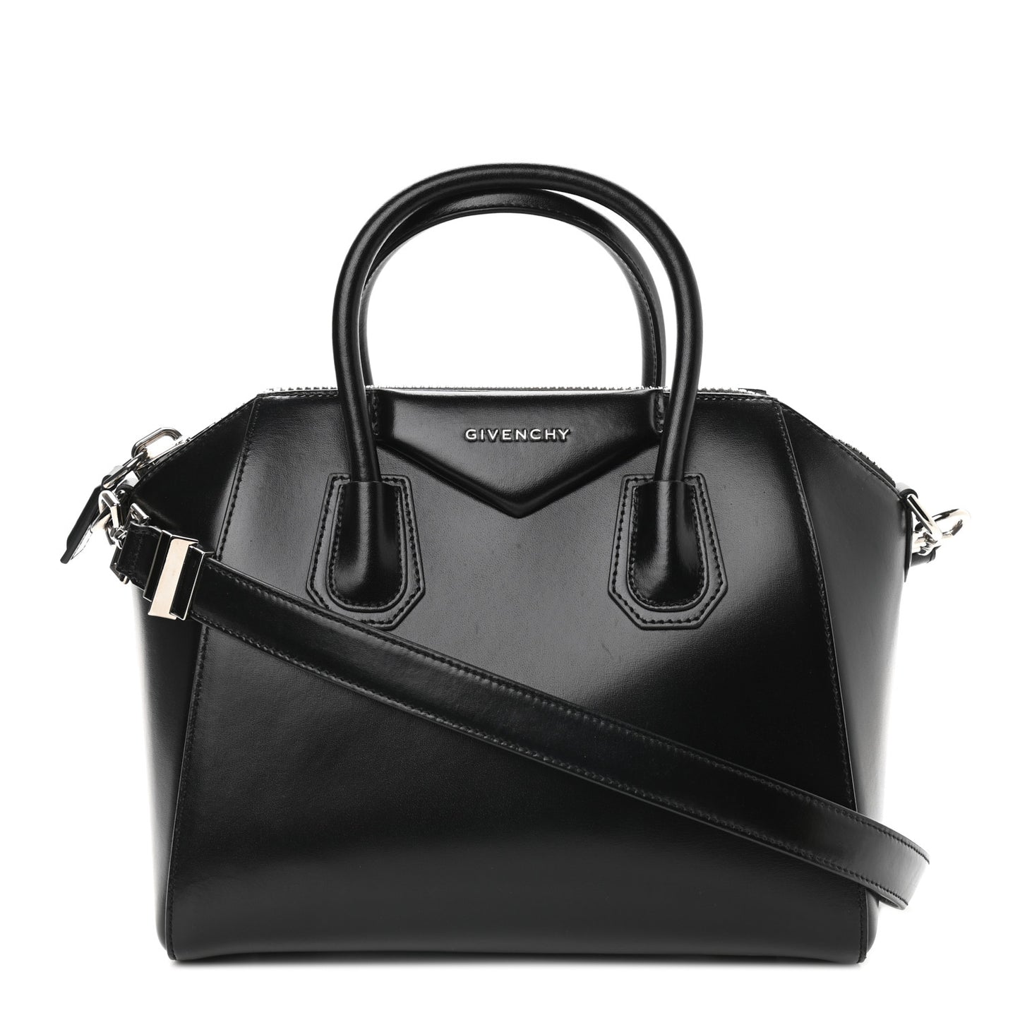Shiny Lord Calfskin Small Antigona Black