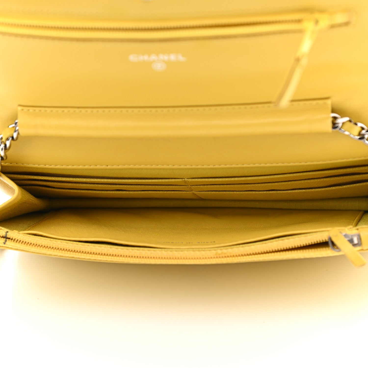 Chanel Lambskin Quilted Wallet on Chain WOC Yellow 7 of 11