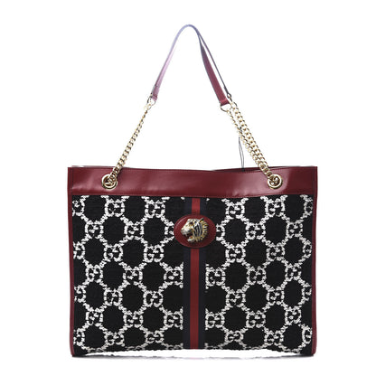 Gucci Tweed GG Monogram Large Rajah Chain Tote Romantic Cherry Black White 1 of 12