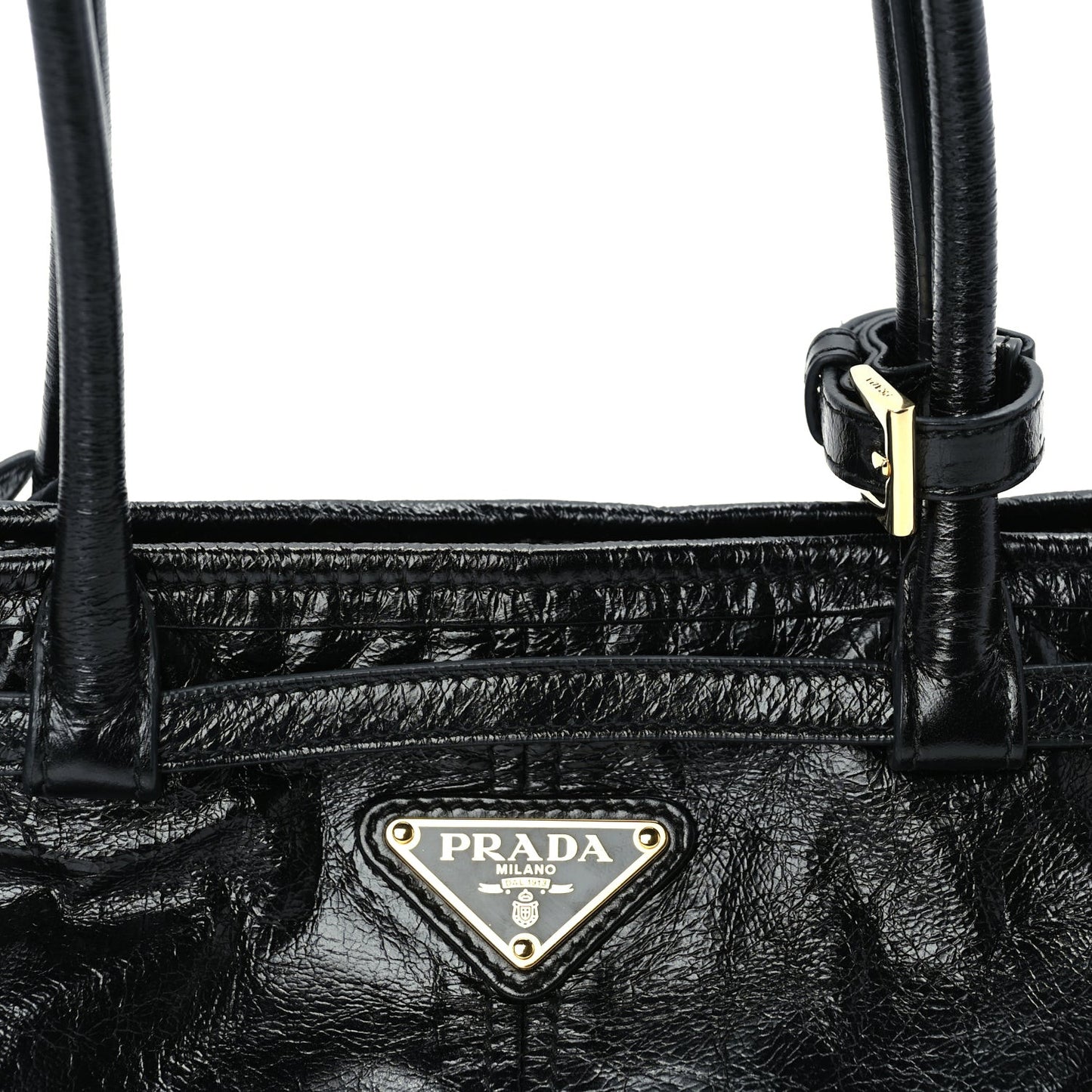 Glossy Calfskin Triangle Medium Bonnie Shoulder Bag Black