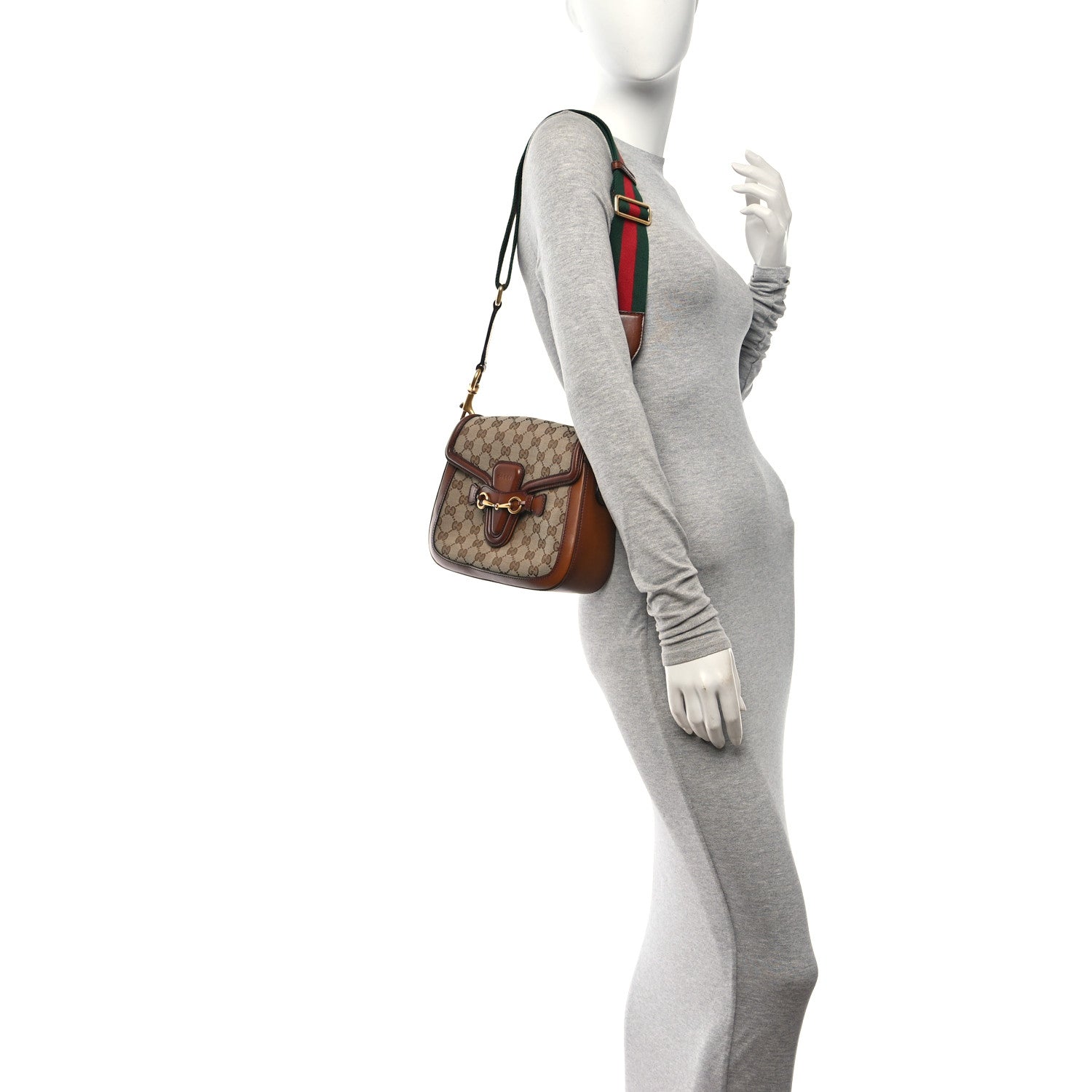 Gucci Monogram Medium Lady Web Shoulder Bag Beige Cuir 2 of 13