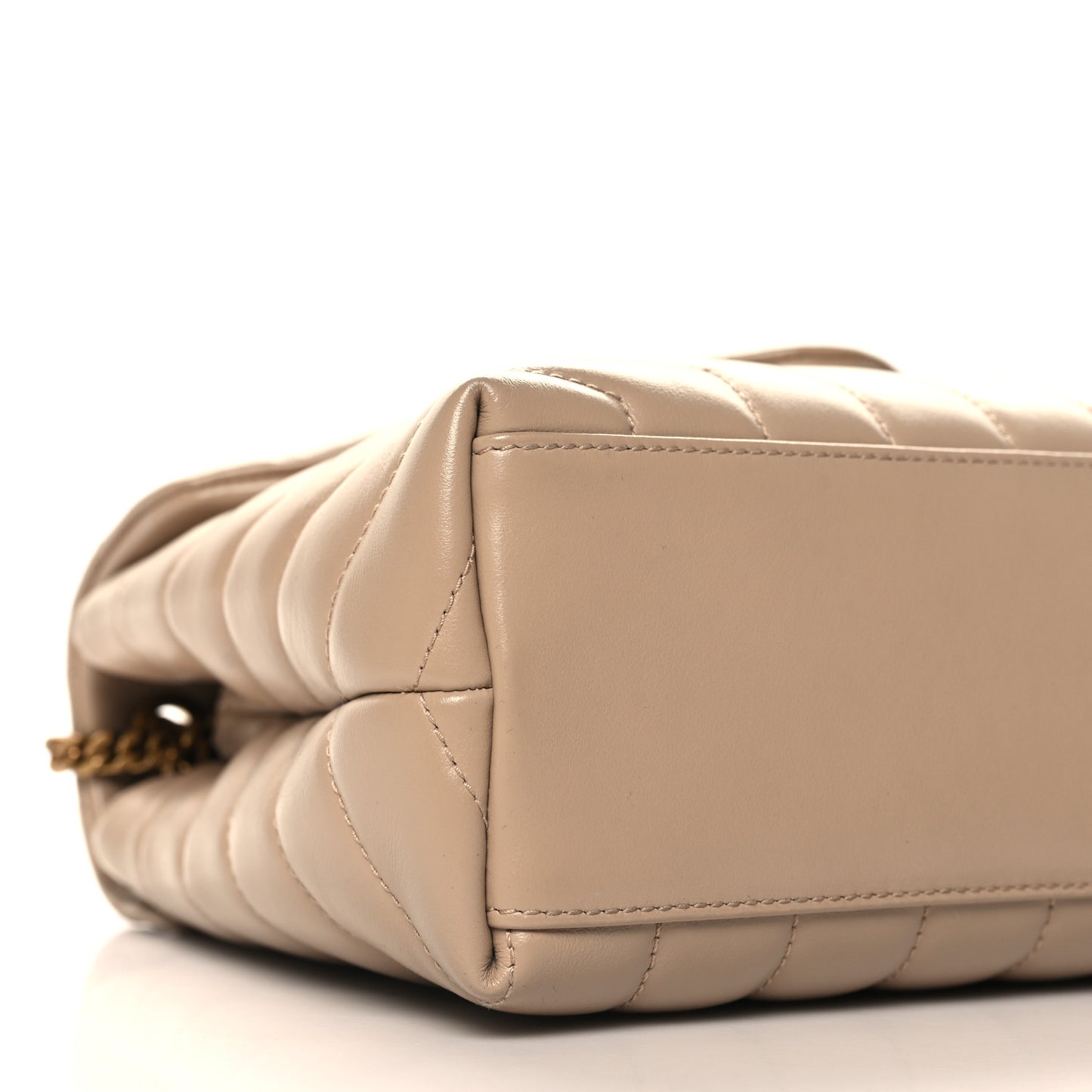 Calfskin Y Quilted Monogram Small Loulou Chain Satchel Dark Beige