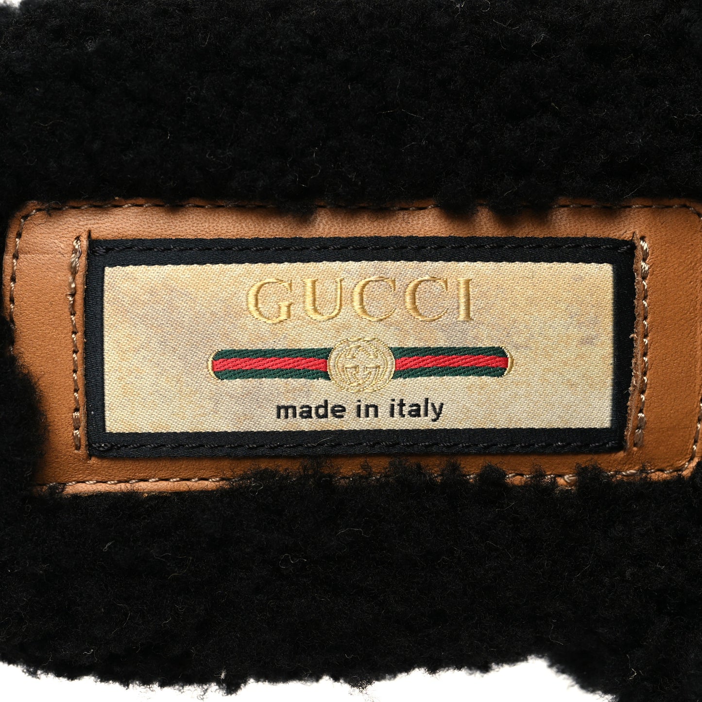 Shearling Interlocking G Womens Eileen Slippers 35 Black Butterscotch