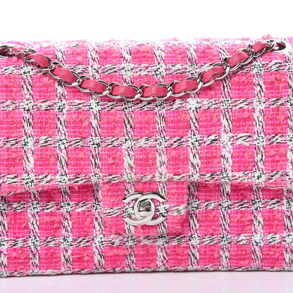 Chanel Tweed Quilted Medium Double Flap Hot Pink 7 of 9