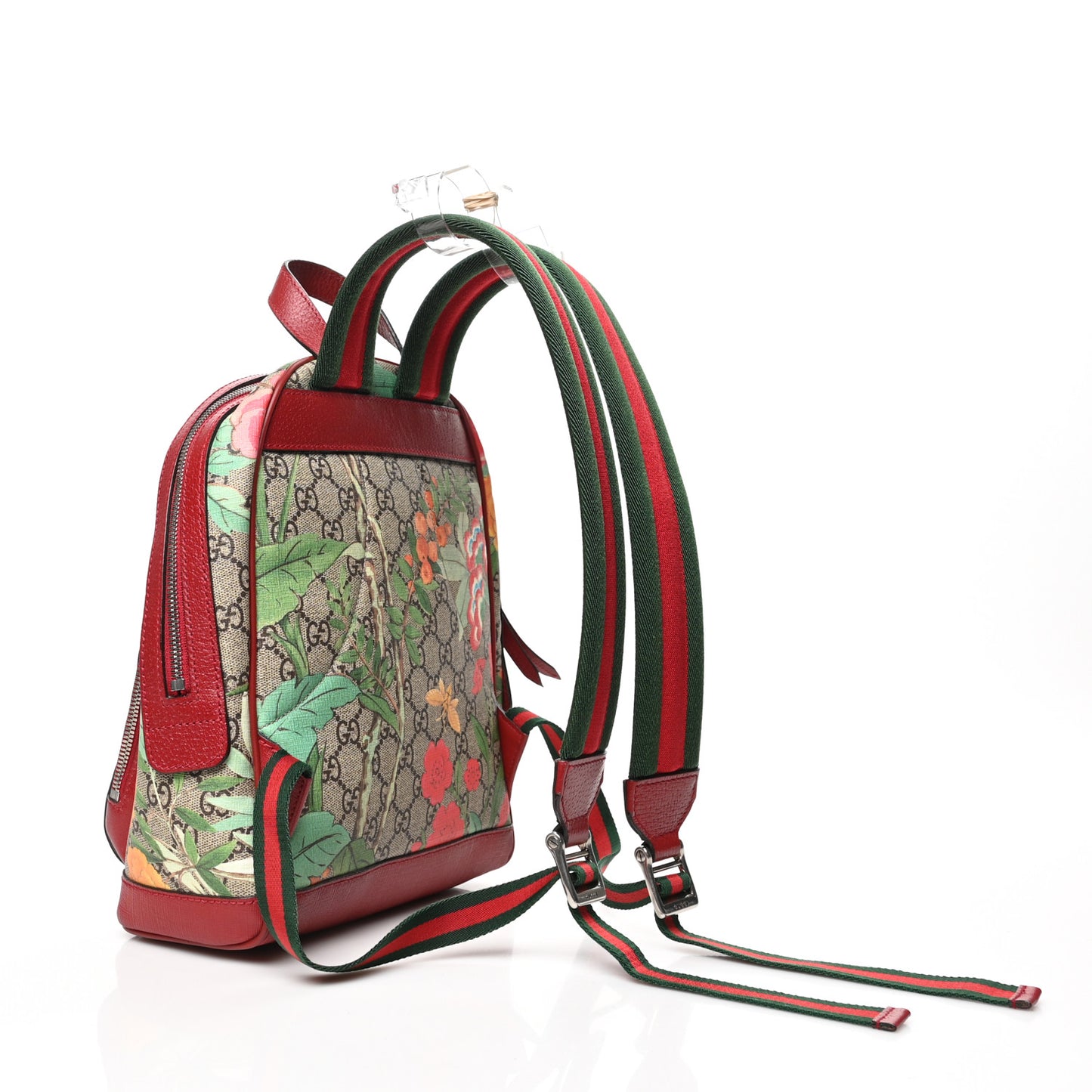 GG Supreme Monogram Tian Web Small Day Backpack Beige Multicolor Red