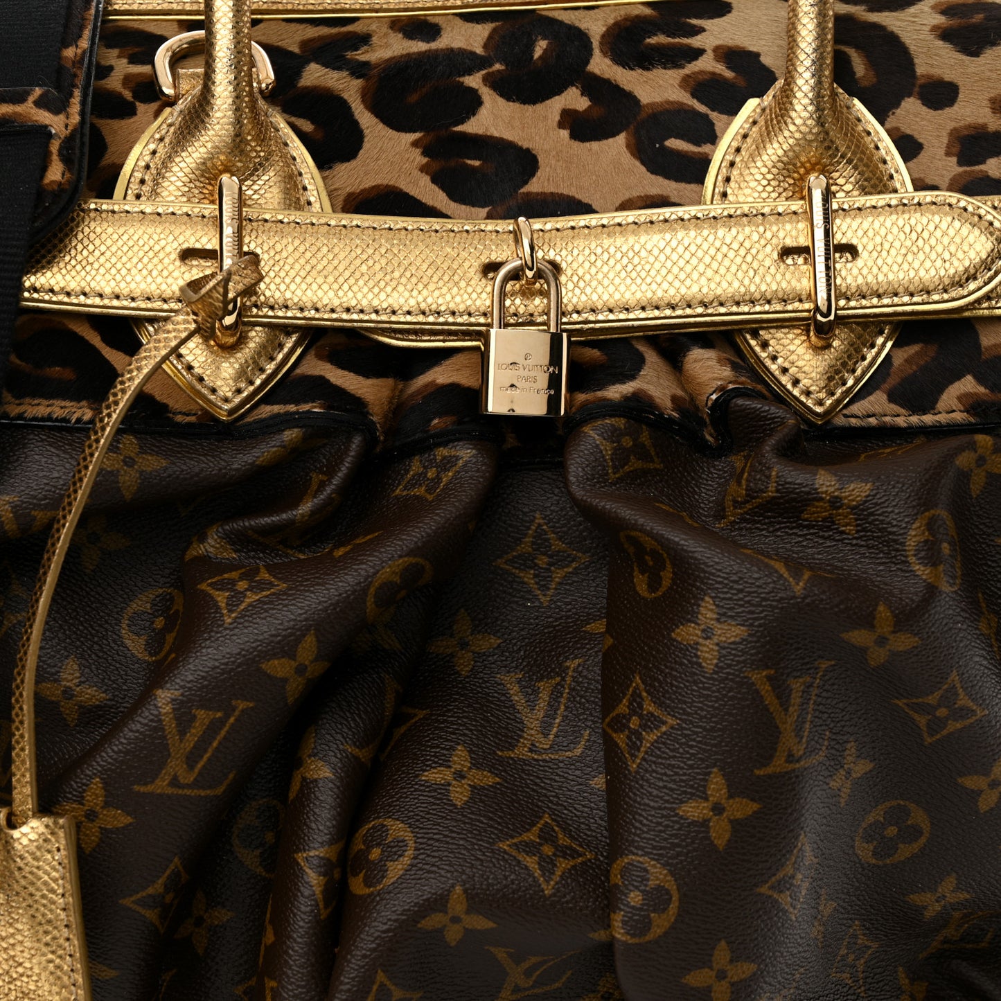 Monogram Leopard Pleated Steamer Bag