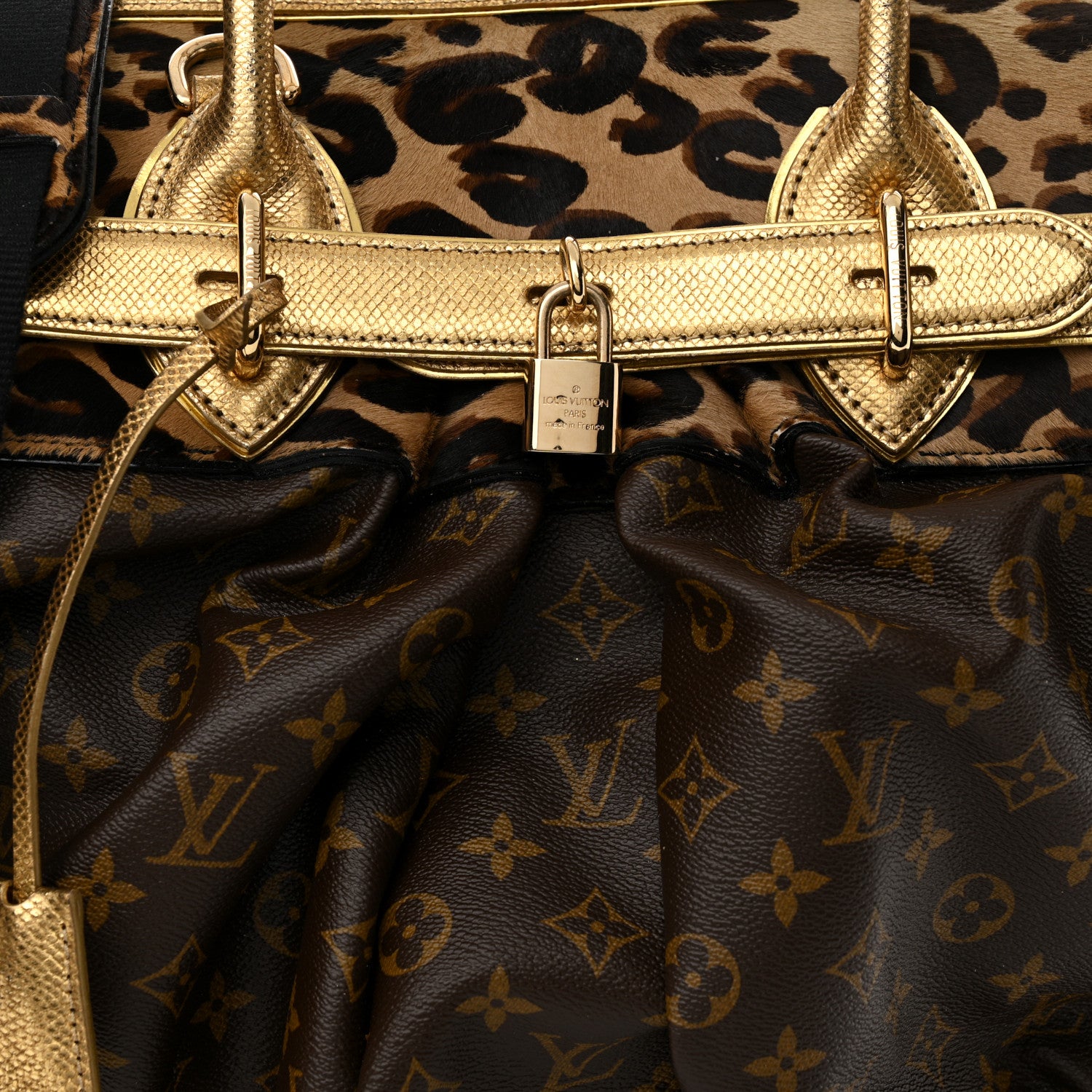 Louis Vuitton Monogram Leopard Pleated Steamer Bag 7 of 14