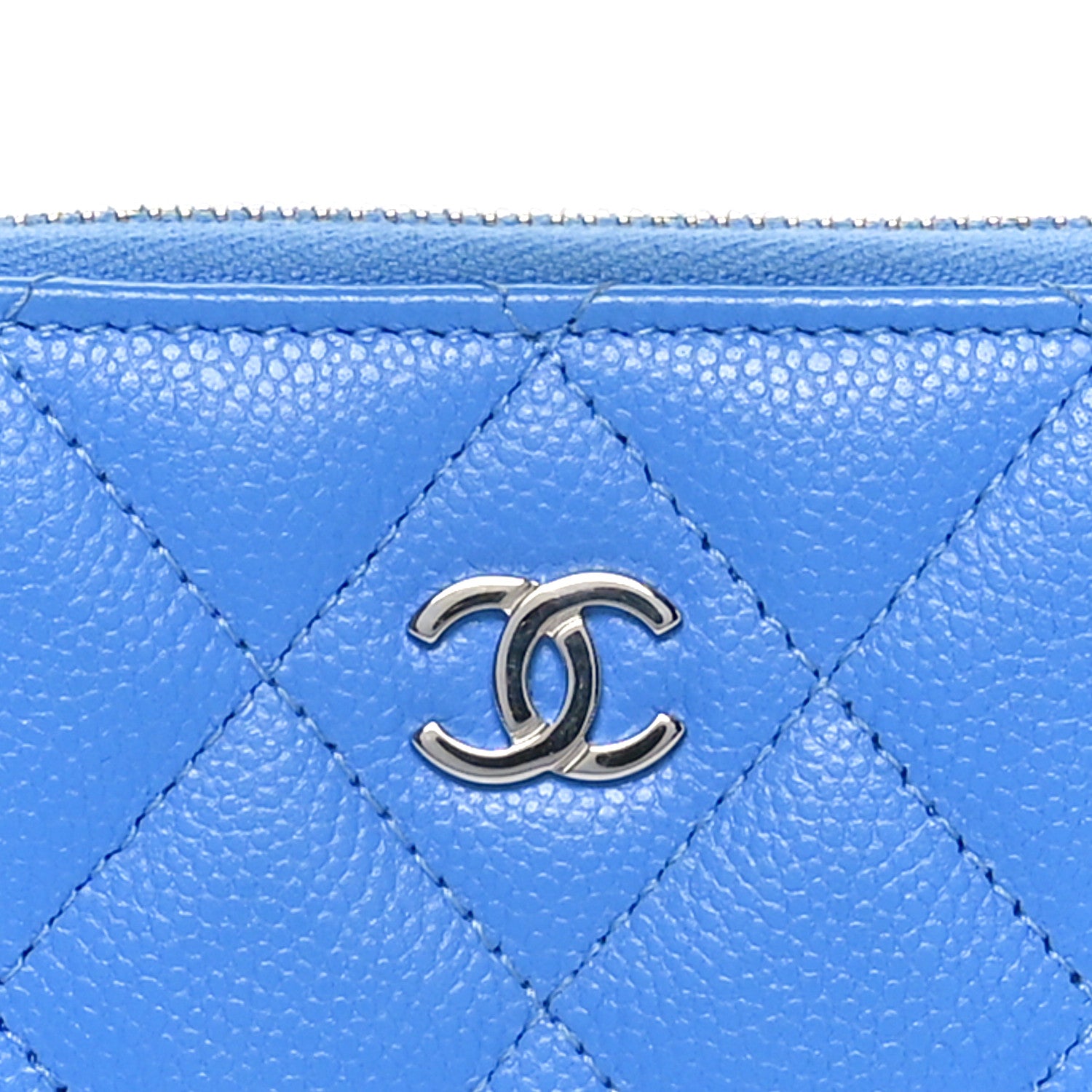 Chanel Caviar Quilted Zip Coin Purse Blue 5 of 10