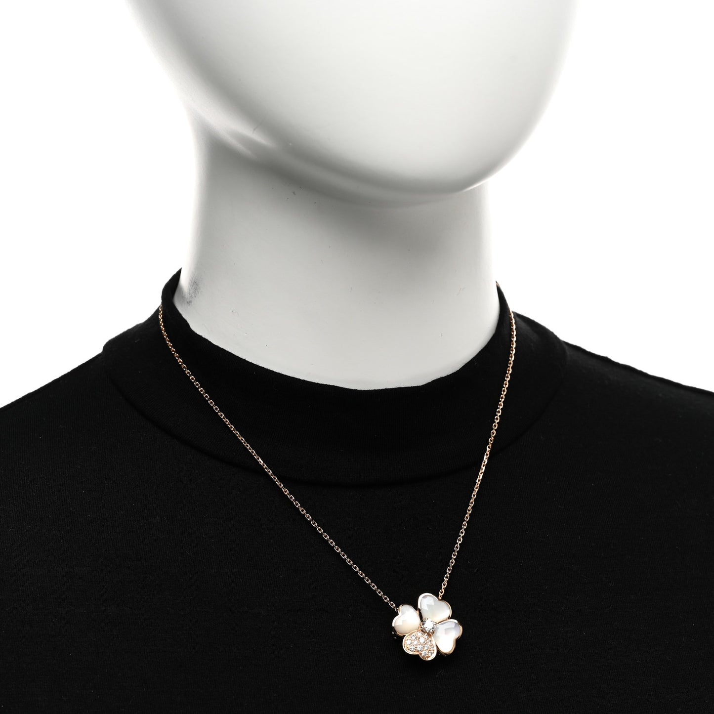 18K Rose Gold Diamond Mother of Pearl Medium Cosmos Clip Pendant Necklace