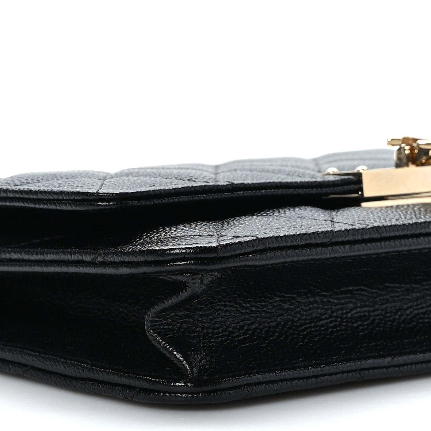 Caviar Quilted Golden Class Wallet On Chain WOC Black