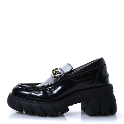 Gucci Magnum Calfskin Nappa Samoa Womens Horsebit Platform Chunky Lug Sole 40mm Loafers 35 Black 1 of 7