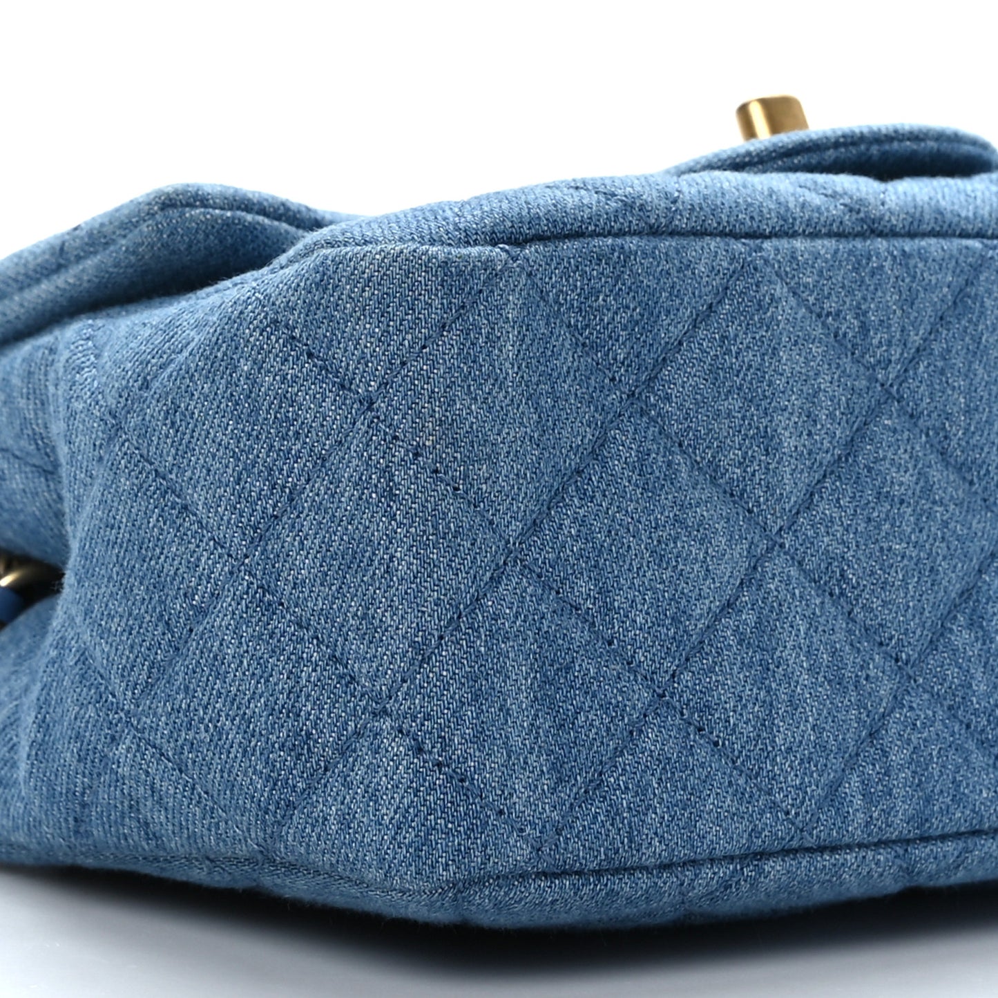 Denim Quilted Mini Pearl Crush Flap Blue