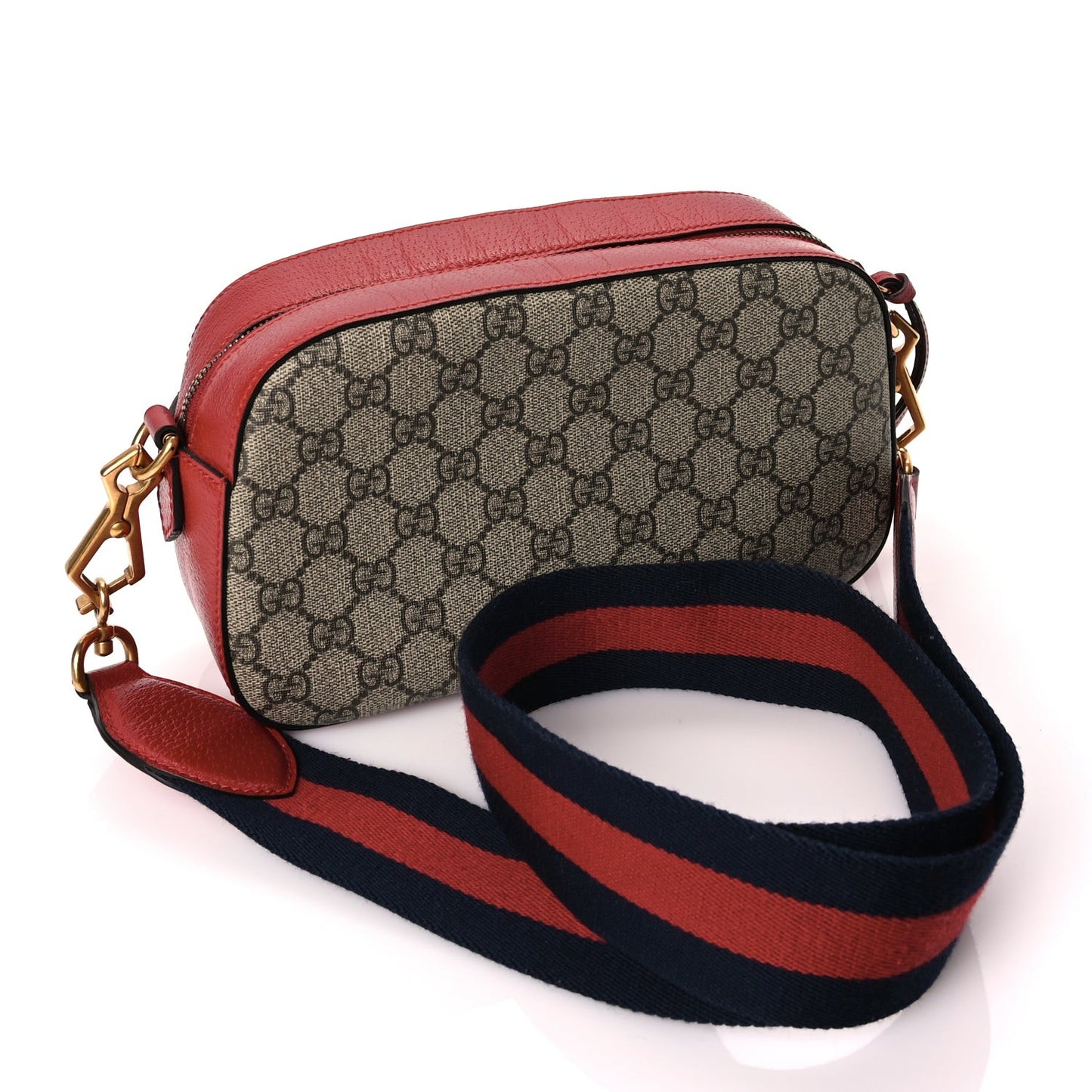 GG Supreme Monogram Web Neo Vintage Shoulder Bag Beige Red
