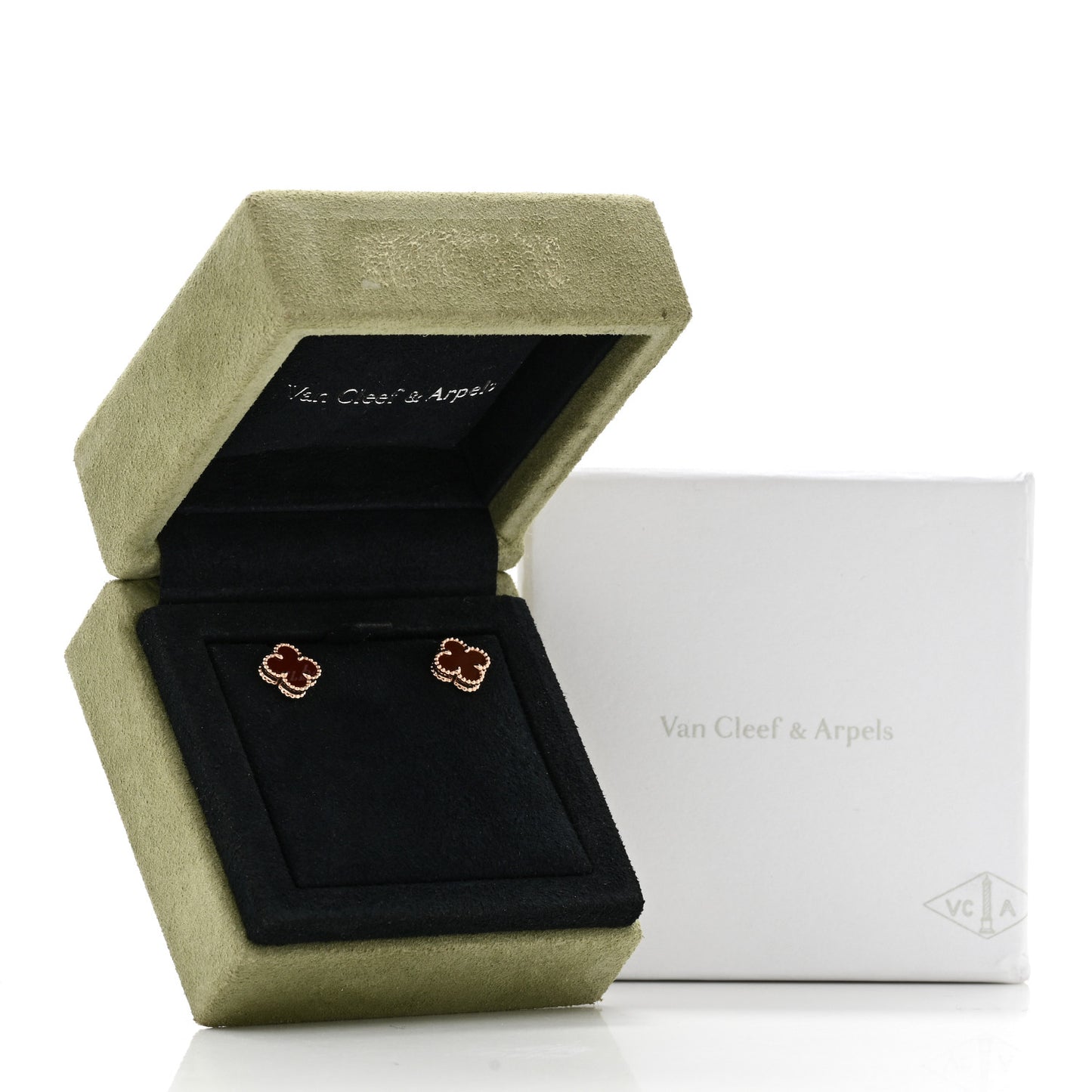 18K Rose Gold Carnelian Sweet Alhambra Earrings
