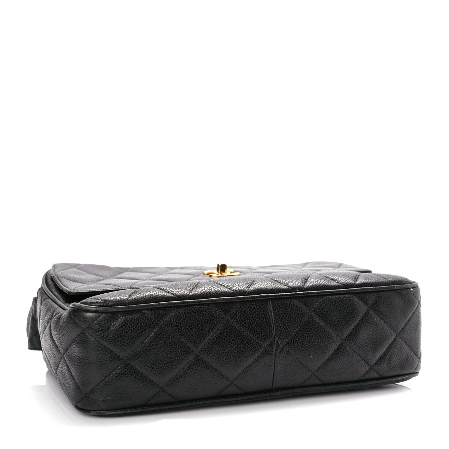 Caviar Quilted Flap Shoulder Bag Black