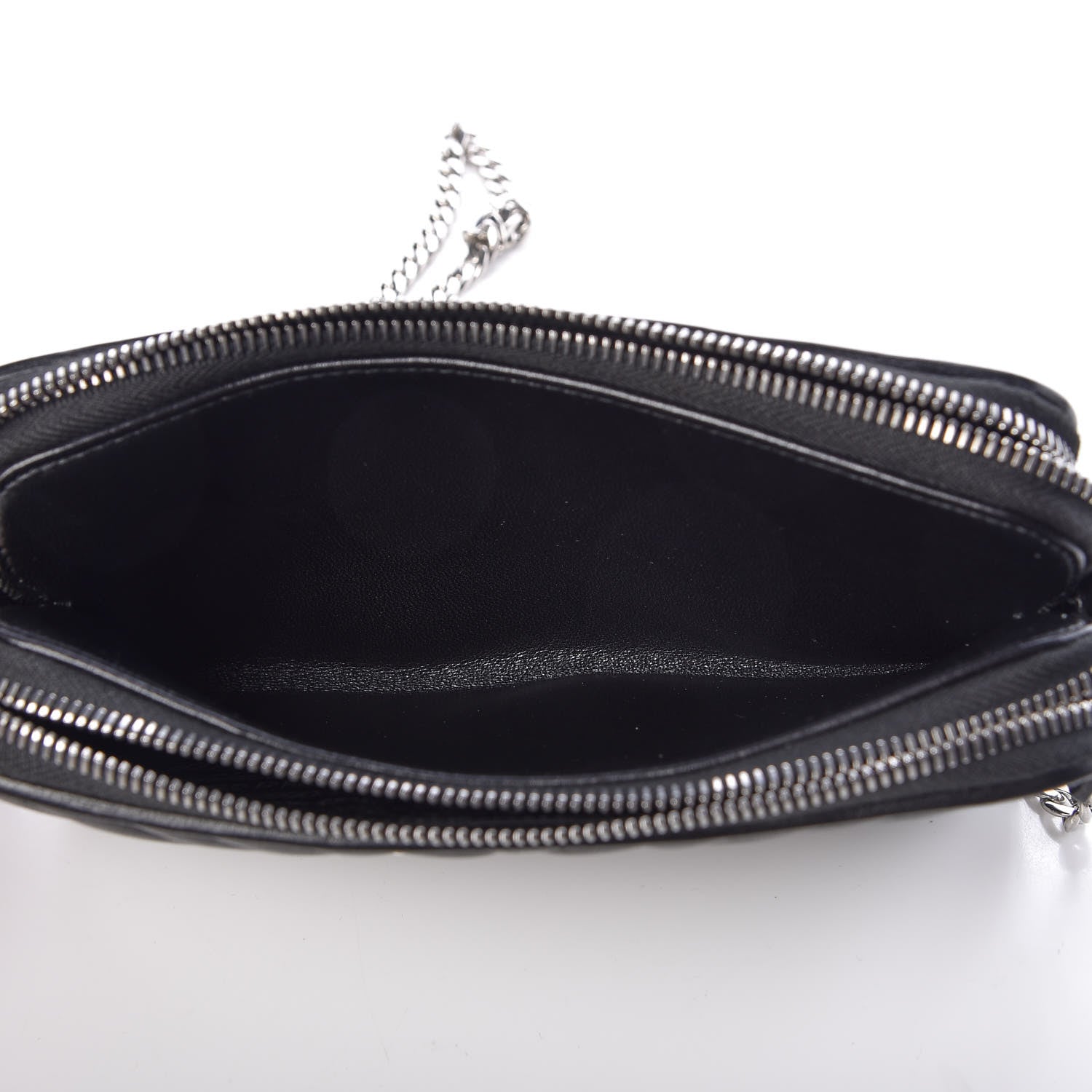 Prada Nappa Impunture Diagramme Mini Double Zip Chain Crossbody Bag Black 5 of 8