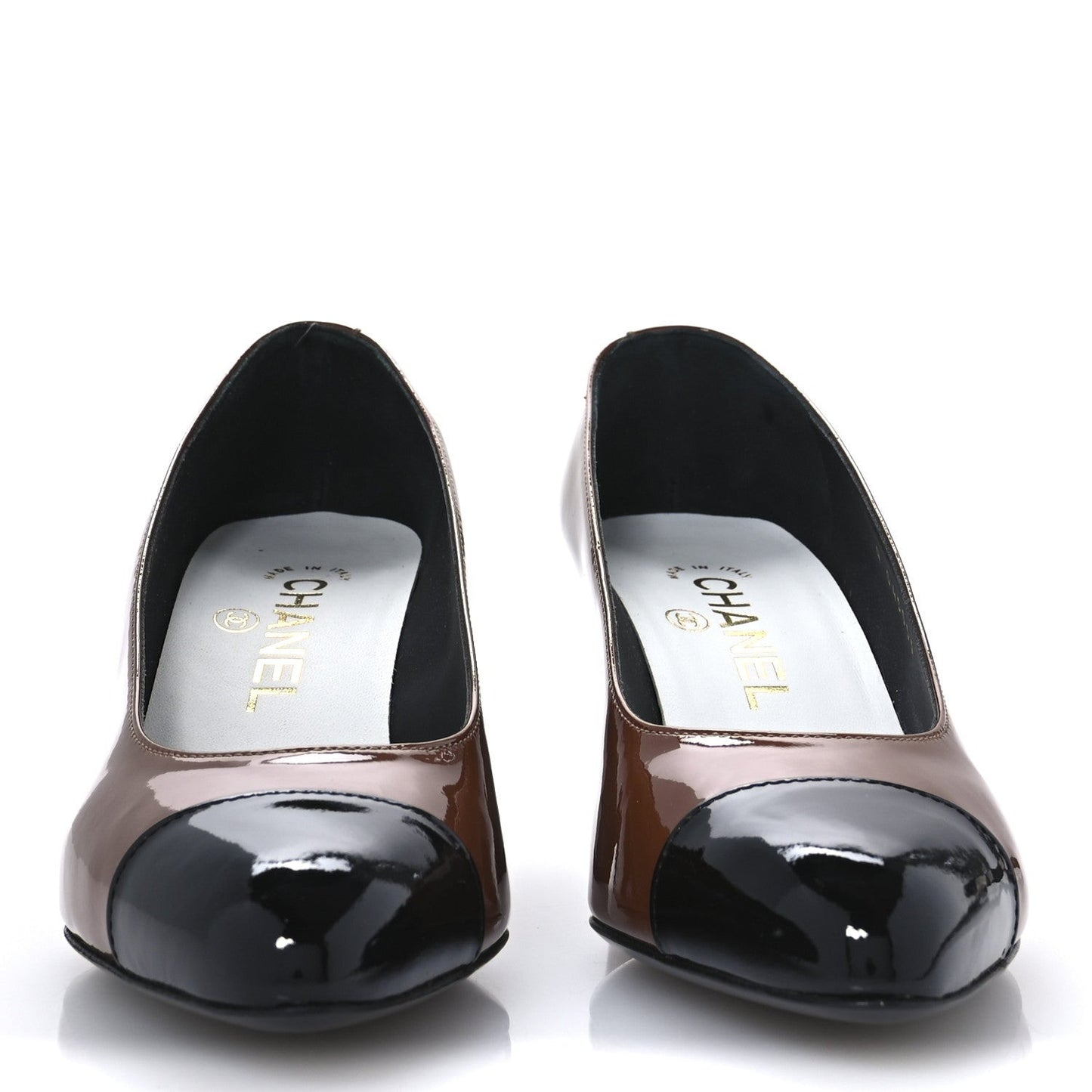 Patent Calfskin Pumps 36 Brown Black