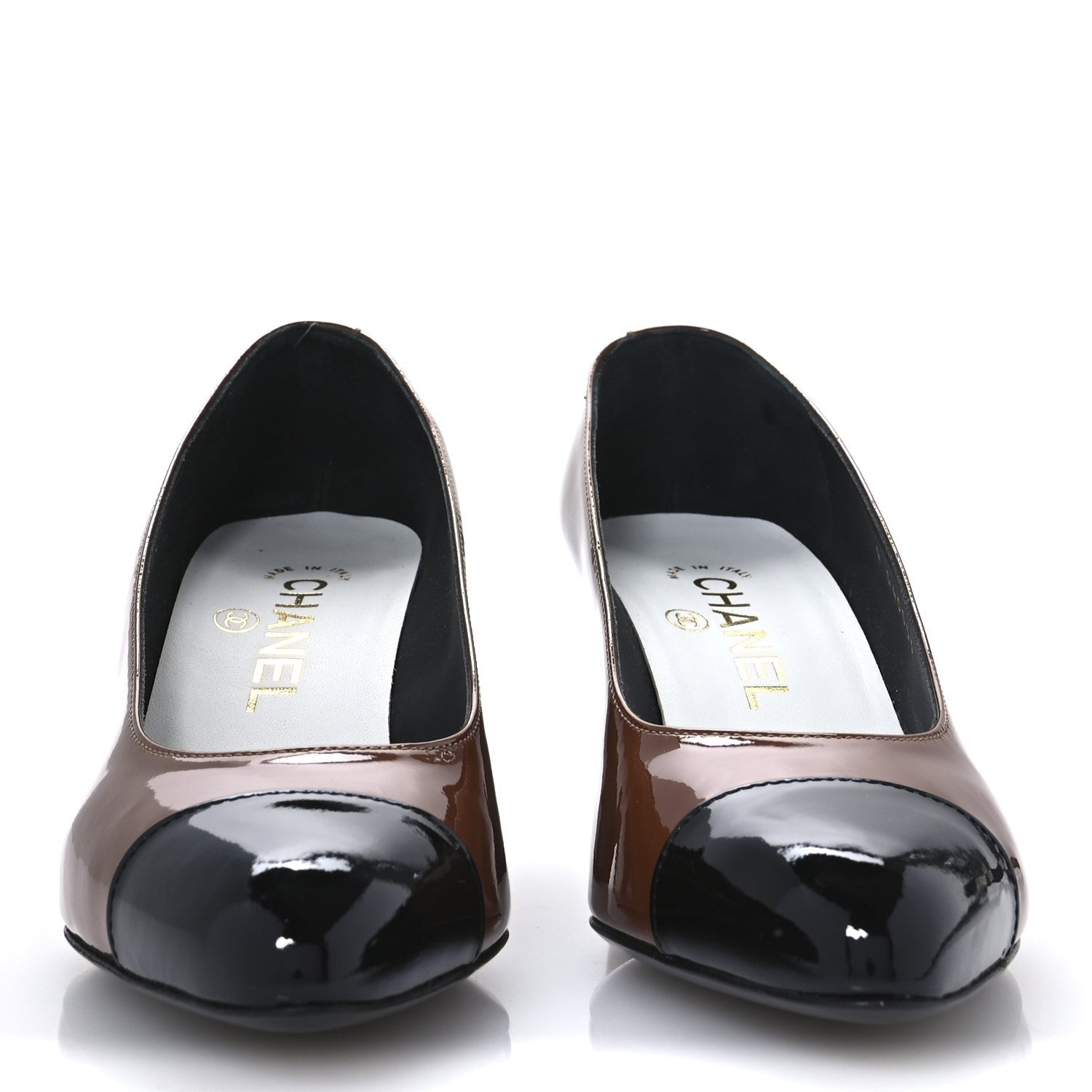 Chanel Patent Calfskin Pumps 36 Brown Black 3 of 7