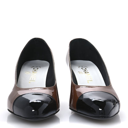 Chanel Patent Calfskin Pumps 36 Brown Black 3 of 7