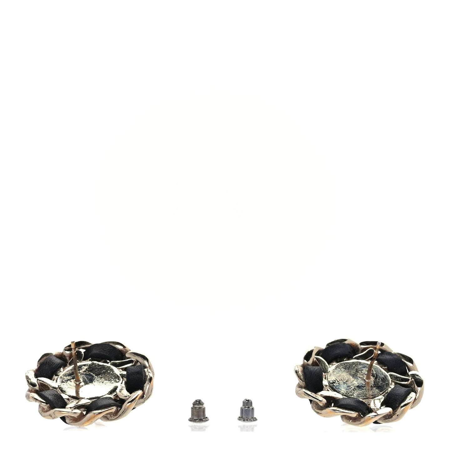 Pearl Lambskin Chain Around CC Earrings  Gold Black