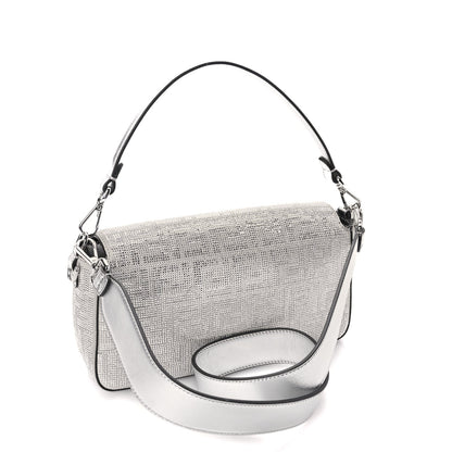 Fendi Crystal Vitello Laminato FF Medium Baguette Crystal Argento 2 of 8