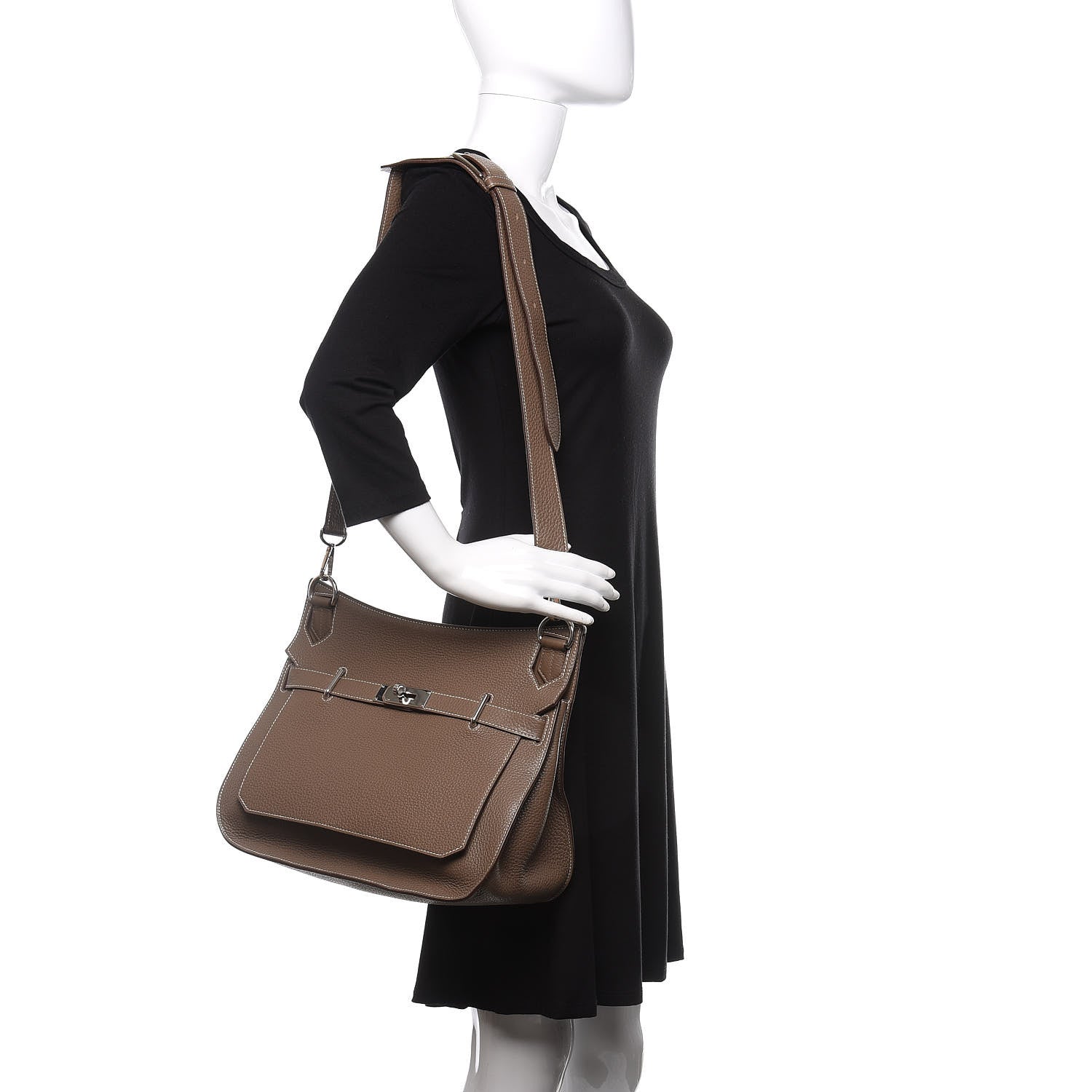 Hermes Taurillon Clemence Jypsiere 34 Etoupe 2 of 13