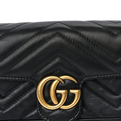 Gucci Calfskin Matelasse Super Mini GG Marmont Shoulder Bag  Black 6 of 8