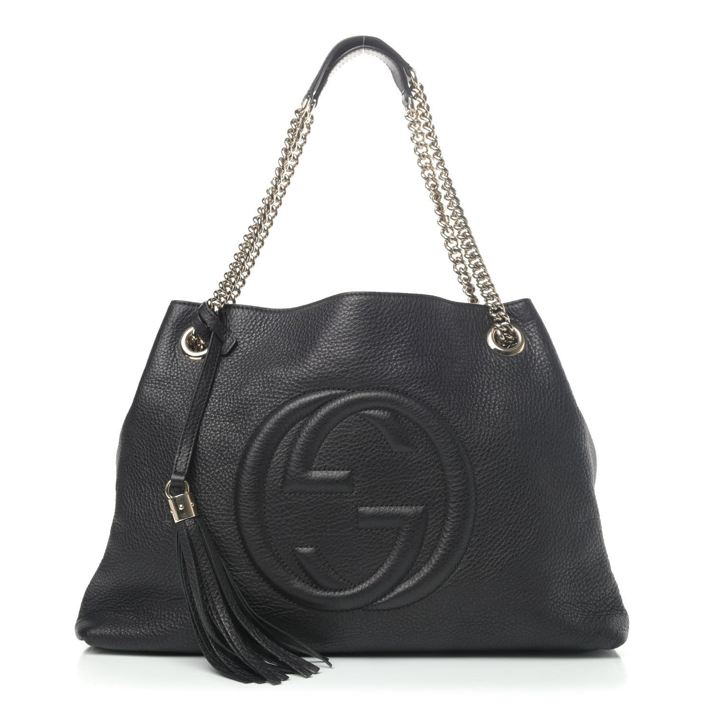 Pebbled Calfskin Medium Soho Chain Shoulder Bag Black