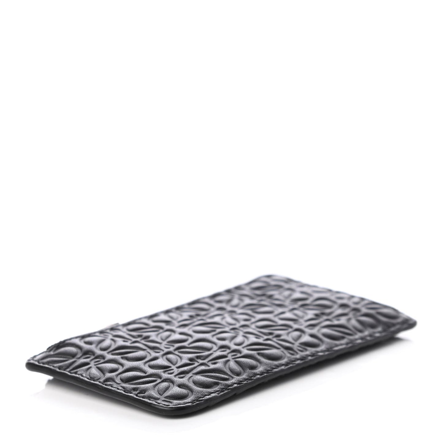 Calfskin Embossed Repeat Coin Card Holder Black