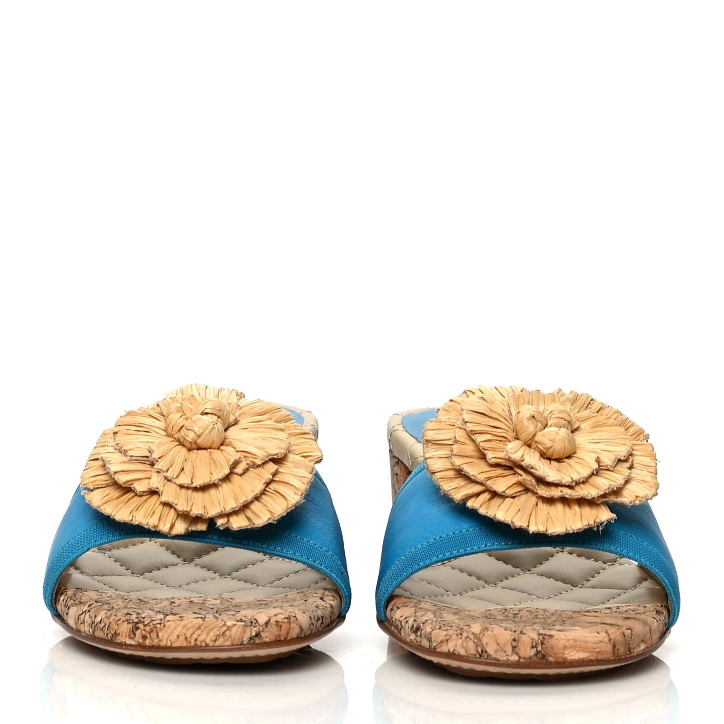 Raffia Cork Camellia Sandal 40.5 Blue