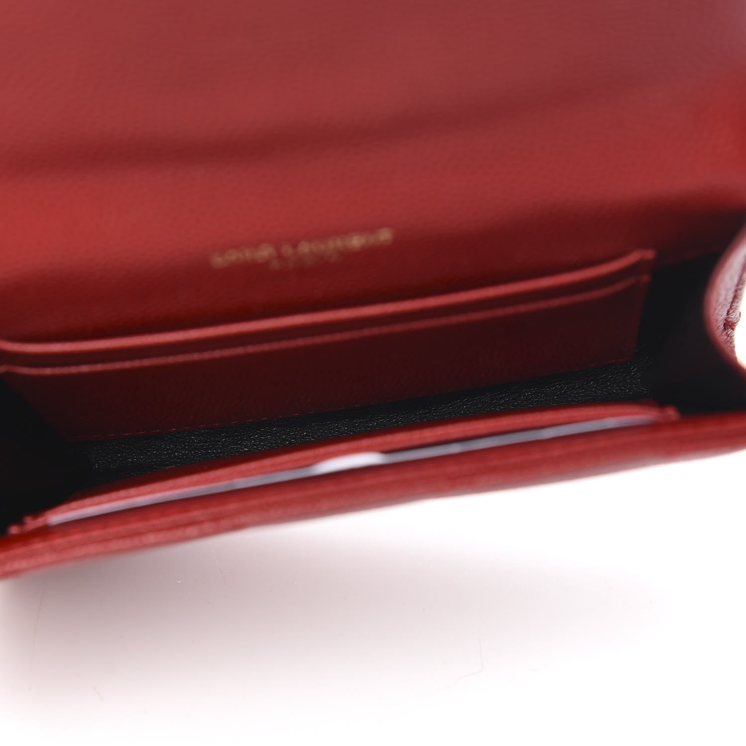 Saint Laurent Grain De Poudre Matelasse Chevron Small Monogram Envelope Wallet New Red 5 of 7