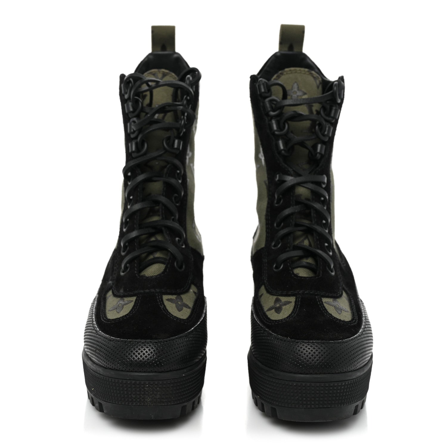 Louis Vuitton Suede Monogram Laureate Platform Desert Boots 36.5 Kaki Black 2 of 12