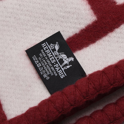 Hermes Wool Cashmere Avalon III Blanket Ecru Rouge H 4 of 5