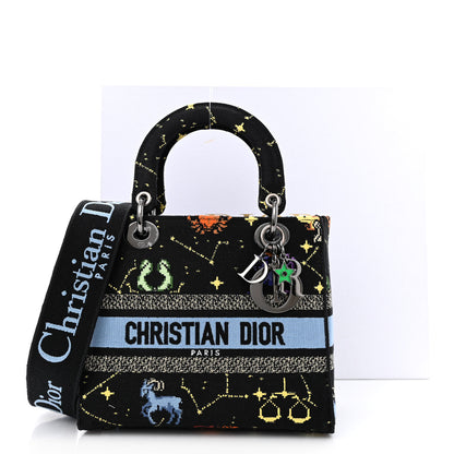Christian Dior Canvas Pixel Zodiac Embroidered Medium Lady D-Lite Nero Multicolor 14 of 14