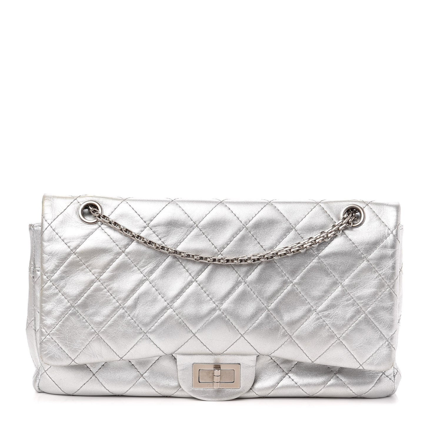Metallic Lambskin Quilted 2.55 Reissue 227 Flap Silver