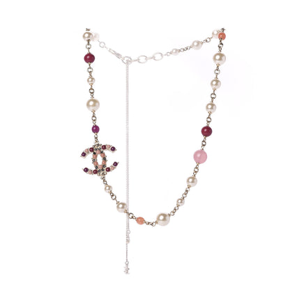 Chanel Pearl Bead Enamel CC Short Necklace Gold Multicolor 3 of 6