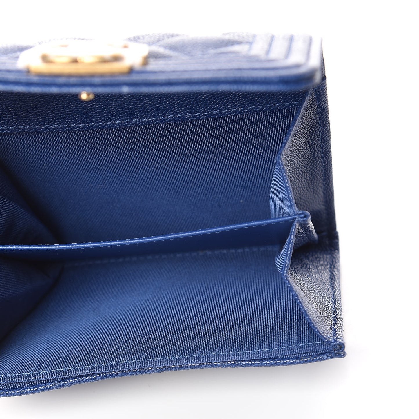Caviar Quilted Boy Card Holder Wallet Blue