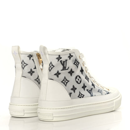Louis Vuitton Technical Fabric Calfskin Monogram Printed Stellar Sneaker Boots 41 Blue 4 of 7