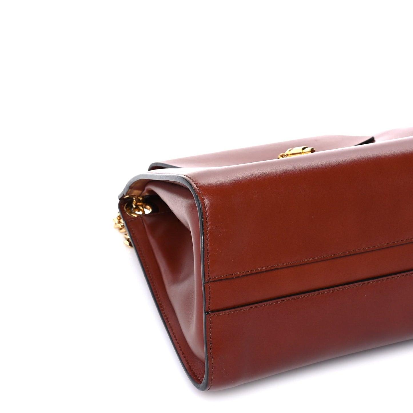 Shiny Calfskin Medium Annie Shoulder Bag Whiskey