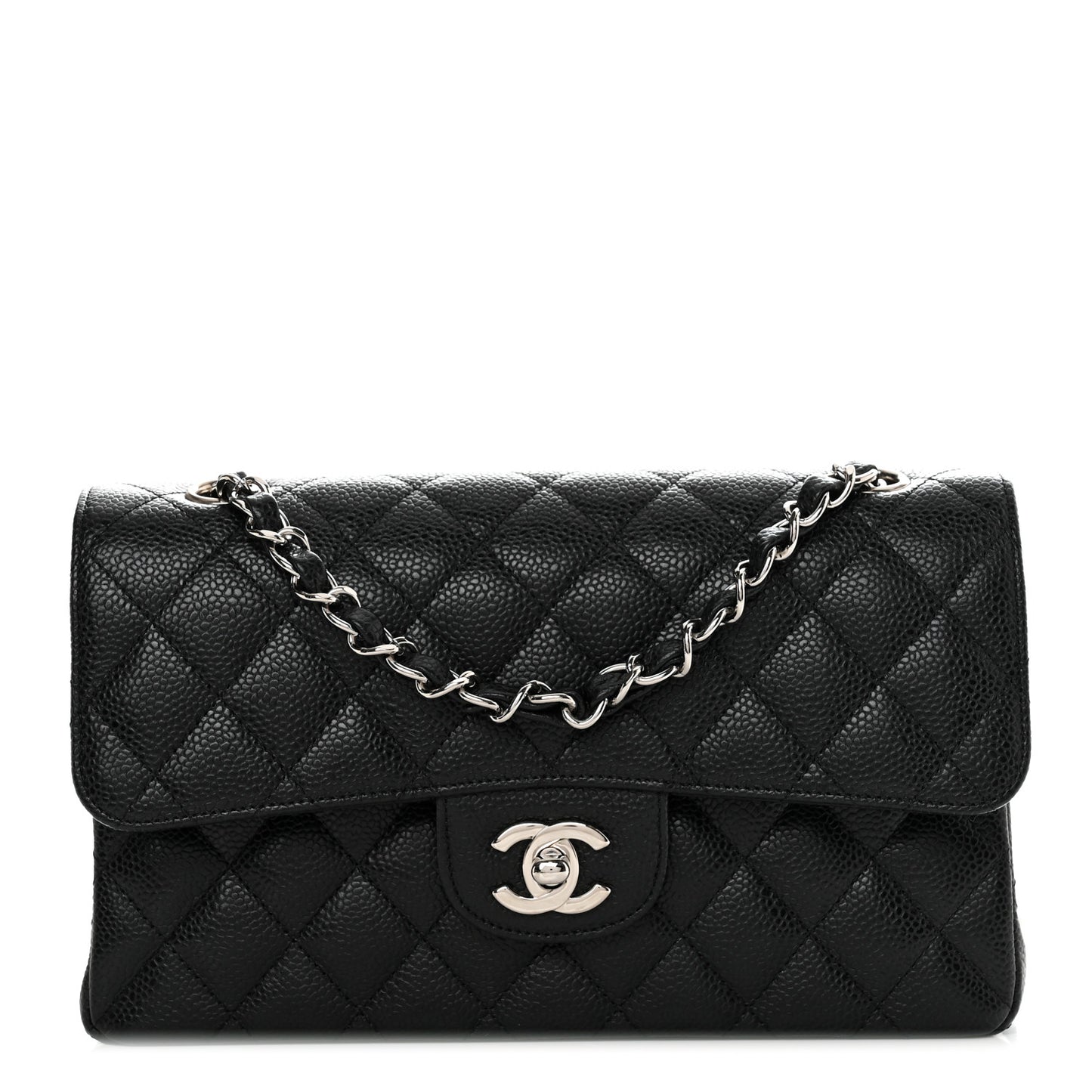Caviar Quilted Small Double Flap Black