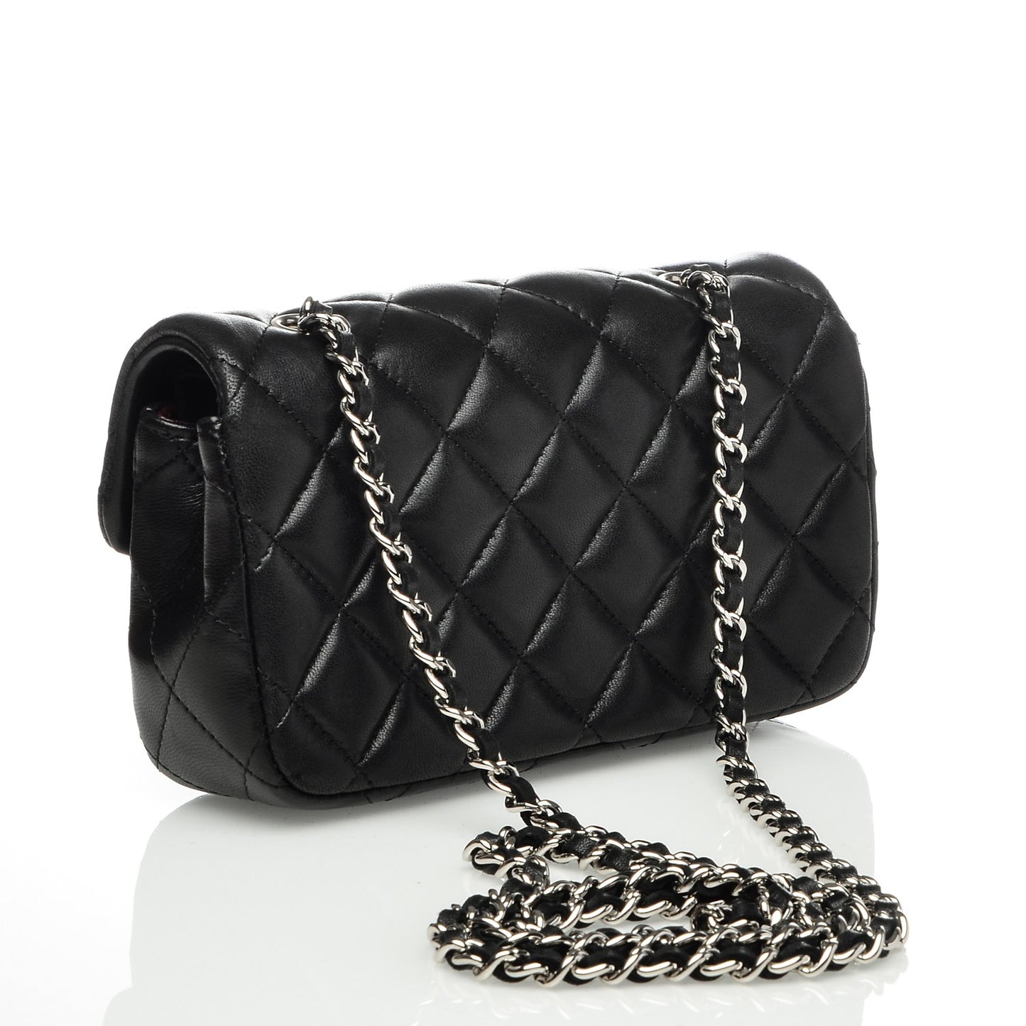 Lambskin Quilted Extra Mini Flap Black
