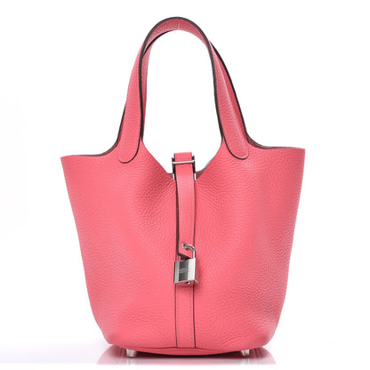 Hermes Taurillon Clemence Picotin Lock 18 PM Rose Azalee 1 of 8