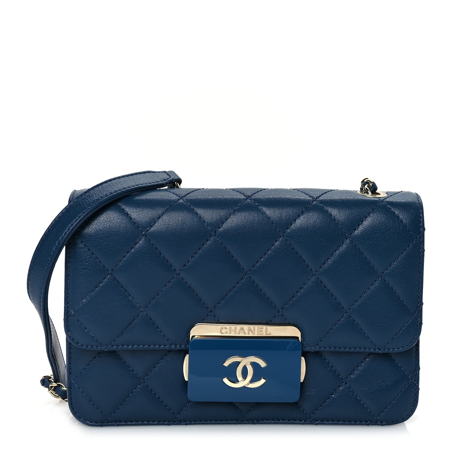 Chanel Sheepskin Quilted Mini Vintage Beauty Lock Flap Blue 1 of 9