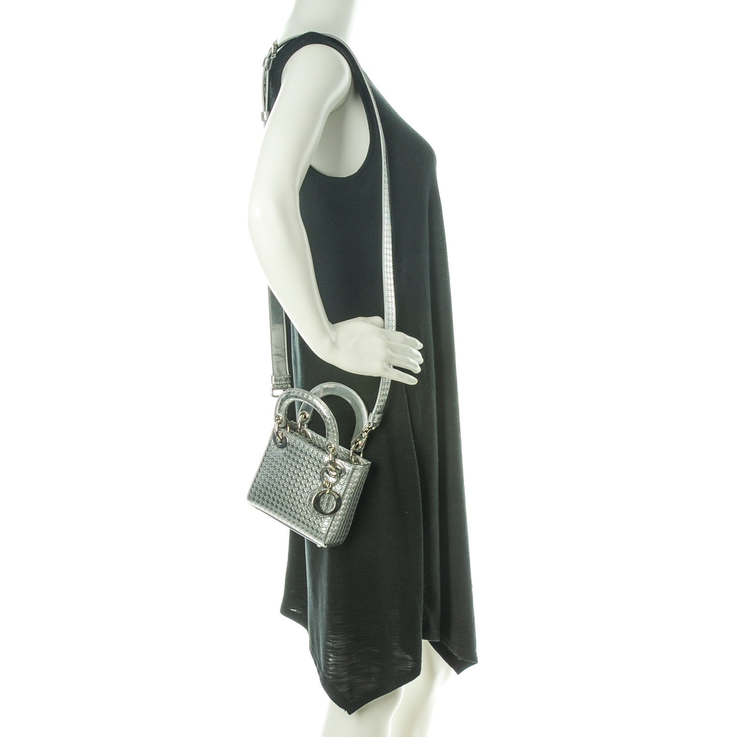 Christian Dior Metallic Patent Micro-Cannage Micro Lady Dior Silver 2 of 7