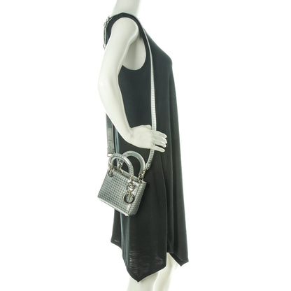 Christian Dior Metallic Patent Micro-Cannage Micro Lady Dior Silver 2 of 7