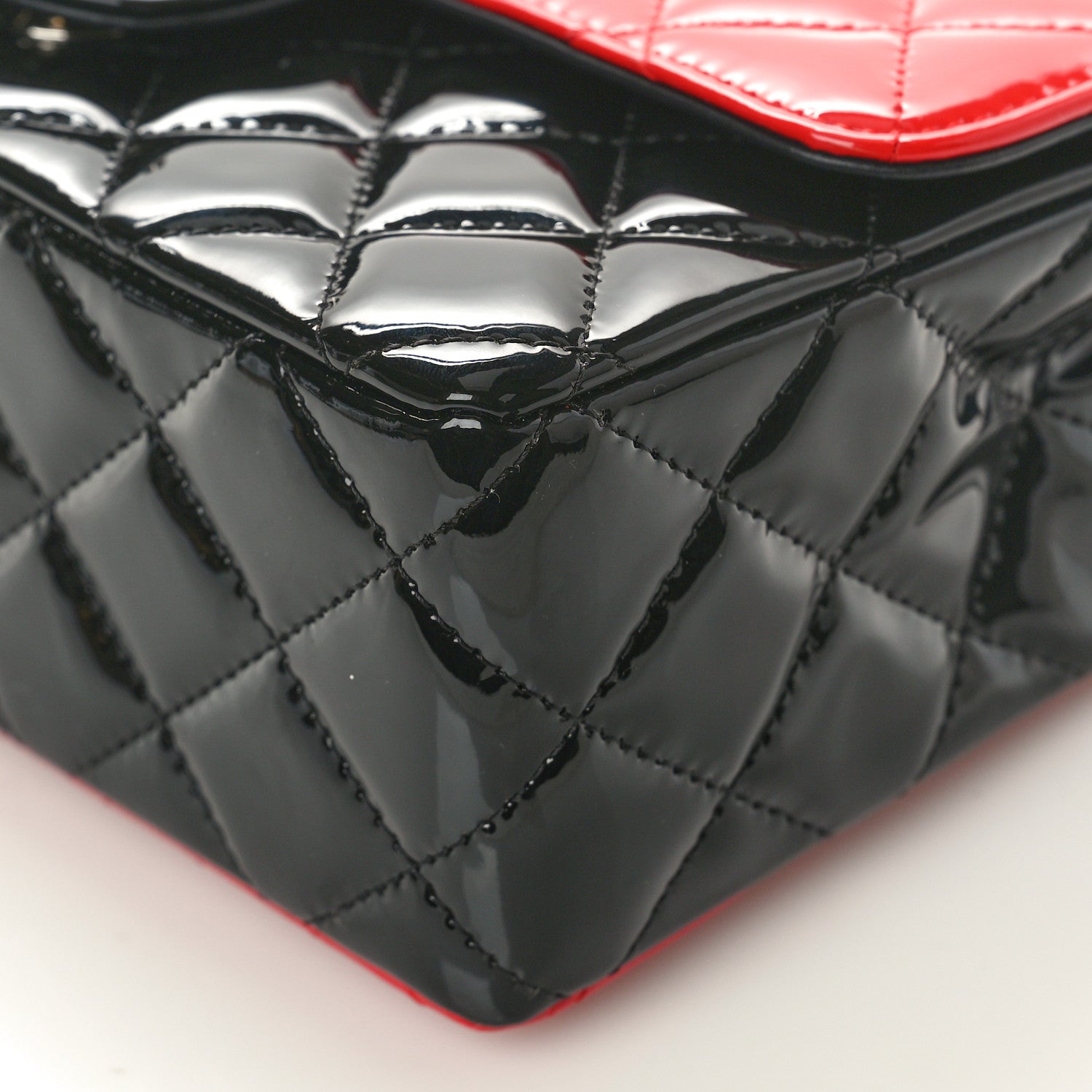 Chanel Patent Calfskin Quilted Bi-Color Mini Rectangular Flap Black Red 10 of 10
