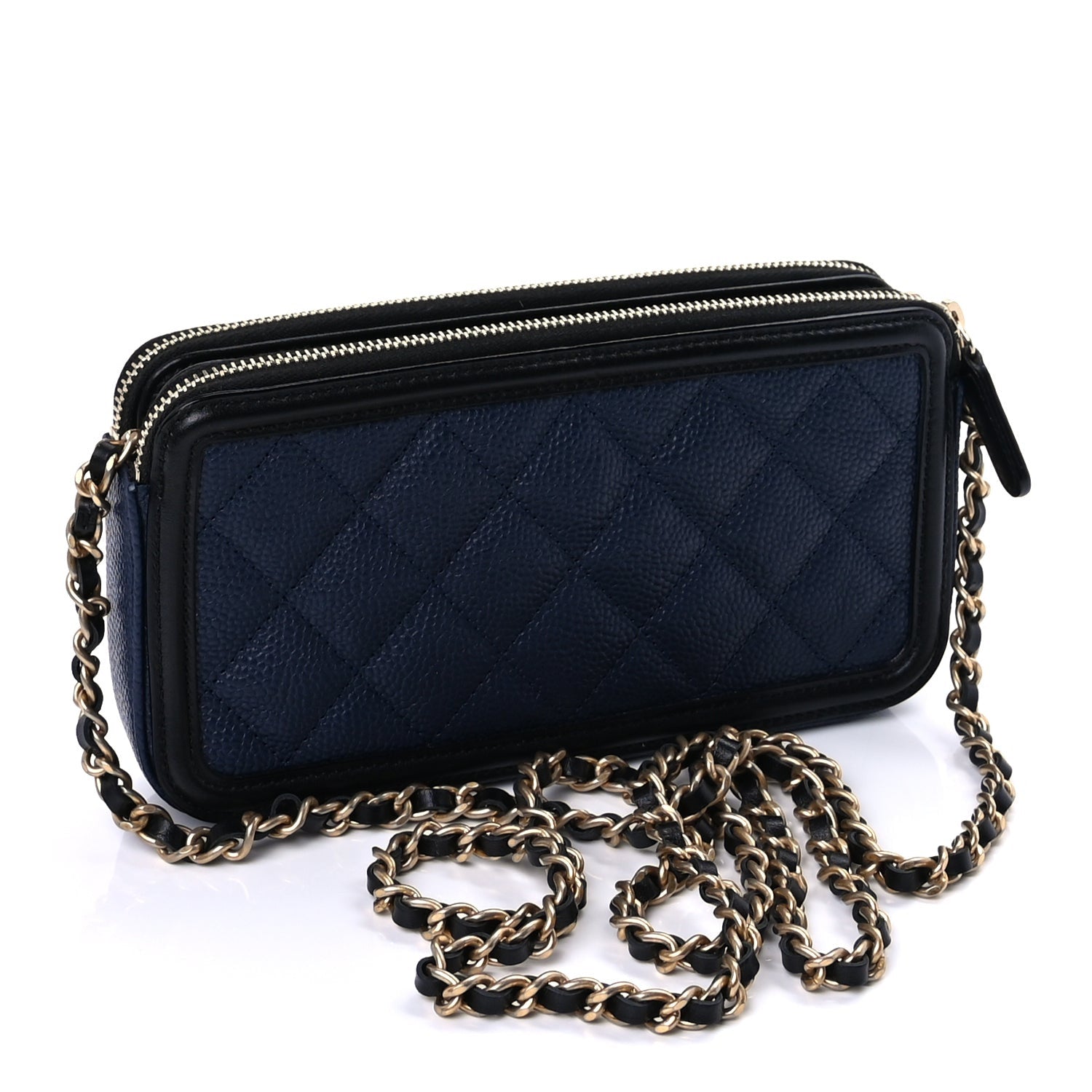 Chanel Caviar Quilted CC Filigree Clutch With Chain  Navy Black 2 of 8