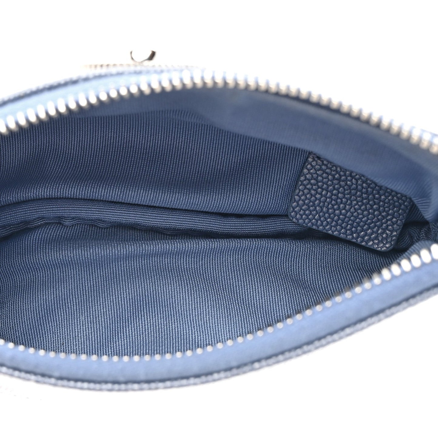 Caviar Chevron Quilted Small Vintage Mademoiselle Cosmetic Case Blue