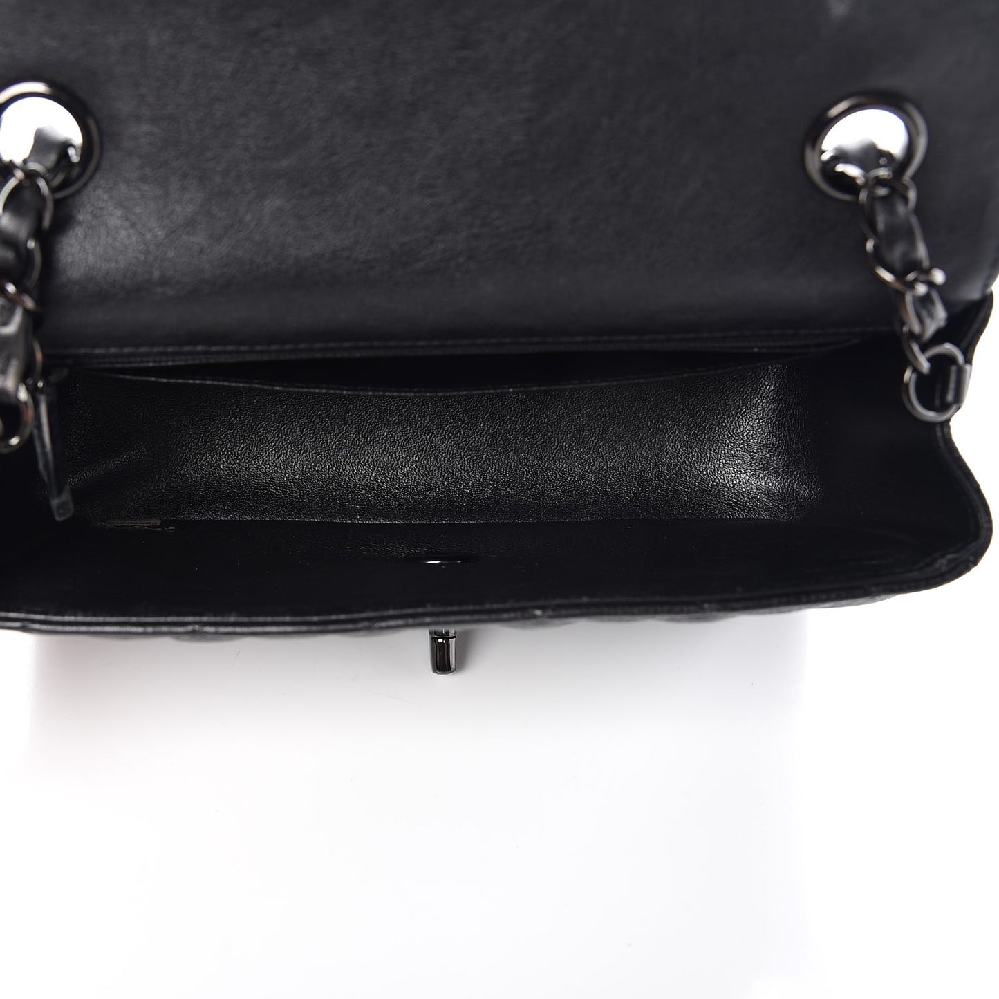 Crumpled Calfskin Quilted Mini Rectangular Flap So Black